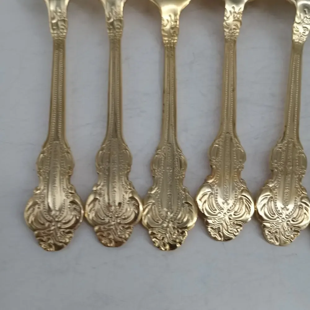7X SpnFk Cambridge Gold Royal Fashion Teaspoons Salad Forks Flatware